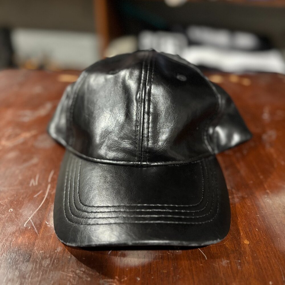 Super Sick Vintage Genuine Quality Black Leather Adjustable Velcro Strap Hat